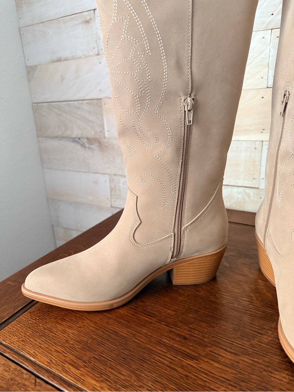 Pink Lilly Women's Taupe Western Knee-High Boots - Picture 3 of 4